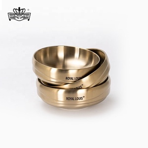 Royal <span class=keywords><strong>Louis</strong></span> Shallow Golden Bol à ramen en acier inoxydable épais et doré Ensemble de vaisselle moderne pour nouilles de cuisine en métal pour la nourriture à utiliser - Product Image 2