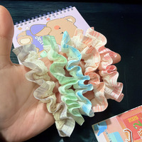 Mini-Scrunchies à Carreaux Frais Printemps-Été, Élastiques à Cheveux Faits Main avec Bouton Plat et Bordure en Dentelle, Accessoires Cheveux Bohème pour Queue de Cheval