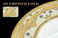 Porcelaine d'os de luxe10.5 + 8 pouces avec assiettes à dîner au design de luxe, ensemble de vaisselle pour banquet de mariage, vaisselle fine