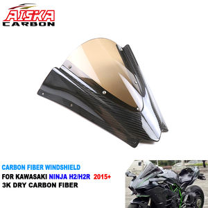 AISKA Kit de déflecteurs de vent en fibre de carbone sèche 3K 100% pour moto, pare-brise pour Kawasaki Ninja H2 <span class=keywords><strong>H2R</strong></span> <span class=keywords><strong>2015</strong></span>+ - Product Image 1