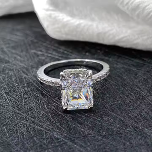Vente chaude Solide 925 Bijoux En Argent 8A CZ Glace Radiant Cut Carré Éternité Pave Bague De Fiançailles Femmes Style De Mariée Anneaux De Mariage - Product Image 3