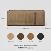 Buffet de salle à manger de style provincial français à 4 portes en chêne patiné, armoire de rangement, fabrication sur mesure OEM ODM.