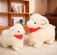 Peluche Agneau Personnalisée avec Écharpe, Jouet Doux en Forme de Mouton, Adorable Coussin Agneau Moelleux avec Écharpe pour Enfants, Cadeau et Décoration d'Intérieur