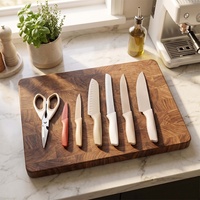 Ensemble de couteaux de cuisine en acier inoxydable durable et écologique, 7 pièces, manches colorés, couteau Santoku, ciseaux pour la cuisine