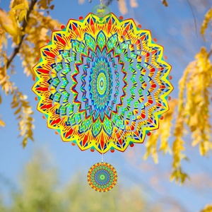 Molinetes de Viento Metálicos al por Mayor, Molinete de Viento Mandala Colgante de 12 Pulgadas para Decoración Navideña en Interiores y Exteriores - Product Image 3