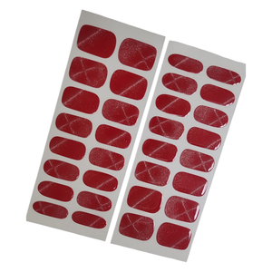 Pegatinas de Uñas Semicuradas Rojas Cruzadas, Magnéticas, con Efecto Voluminizador, Resistentes al Agua, Origen Coreano, Paquete al por Mayor - Product Image 2
