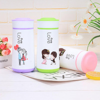 Bouteille d'eau en verre anti-brûlure tendance et écologique, style TikTok créatif, avec couvercle, pour hommes, femmes, étudiants, couples ; style coréen
