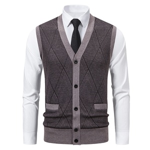 Gilet tricoté <span class=keywords><strong>sans</strong></span> manches décontracté et léger pour <span class=keywords><strong>homme</strong></span> 2026 – Cardigan en maille épaisse à col en V pour <span class=keywords><strong>homme</strong></span> - Product Image 3