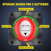 Interrupteur Coupe-Batterie Robuste 200A 1-2-Ambiante-Off, Interrupteur d'Isolation Principal pour 2 Batteries de Voiture/Véhicule