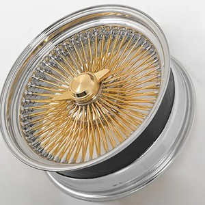 Ruota a raggi in acciaio cromato dorato da 15, 16, 17, 18, 20, 22 pollici, con raggi dritti o incrociati, standard, <span class=keywords><strong>100</strong></span> o 150 raggi - Product Image 3