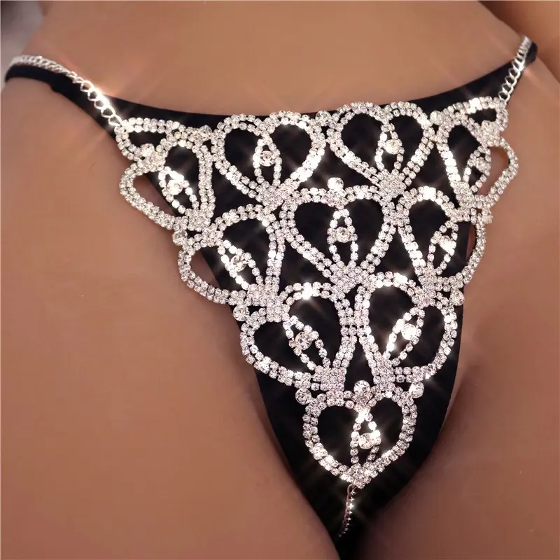 Hot Sale Luxe Shinny Lingerie Tweedelige Bh Slipje Set Sexy Body Chain Bikini Voor Vrouwen