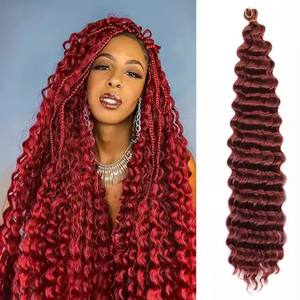 Cheveux synthétiques à ondulations profondes pour tresses, fibres haute température, 30 pouces, tresses bohèmes bouclées au <span class=keywords><strong>crochet</strong></span>, teintes à la machine, double épaisseur - Product Image 2