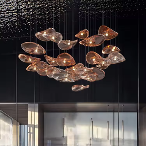 Lustre en verre moderne en forme de nuage, luminaire suspendu LED, hauteur réglable, <span class=keywords><strong>pour</strong></span> hall d'hôtel, villa, salon, décoration de plafond - Product Image 2