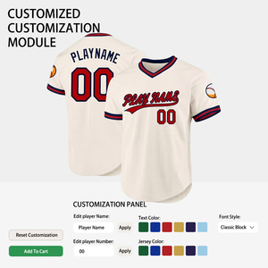 <span class=keywords><strong>Maillot</strong></span> de baseball personnalisé, broderie personnalisée, uniforme d'équipe, tissu en maille respirant de haute qualité, unisexe, adulte, respectueux de l'environnement, col en V - Product Image 2