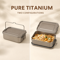Boîte à lunch en titane avec couvercle à boucle sécurisée, récipient de stockage alimentaire empilable pour le bureau, le camping, les voyages, les pique-niques, la préparation des repas