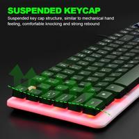Teclado Gamer T350 con Cable USB, Retroiluminación LED Multicolor, Sensación Mecánica, para PC de Escritorio