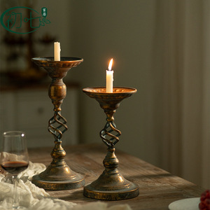 Porte-bougie cylindrique en fer antique de style américain, décoration vintage pour la maison et les mariages - Product Image 2