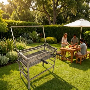 Gril rotatif à double panier en acier inoxydable 304 Source Factory, barbecue à rotation à 180 degrés, barbecue commercial robuste - Product Image 2