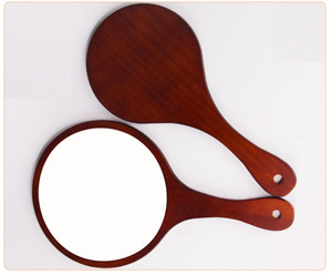 Miroir <span class=keywords><strong>à</strong></span> main pour le maquillage Petit miroir <span class=keywords><strong>à</strong></span> main en <span class=keywords><strong>bois</strong></span> mignon pour le rasage avec trou <span class=keywords><strong>suspendu</strong></span> Miroir de courtoisie de voyage portable simple face - Product Image 3