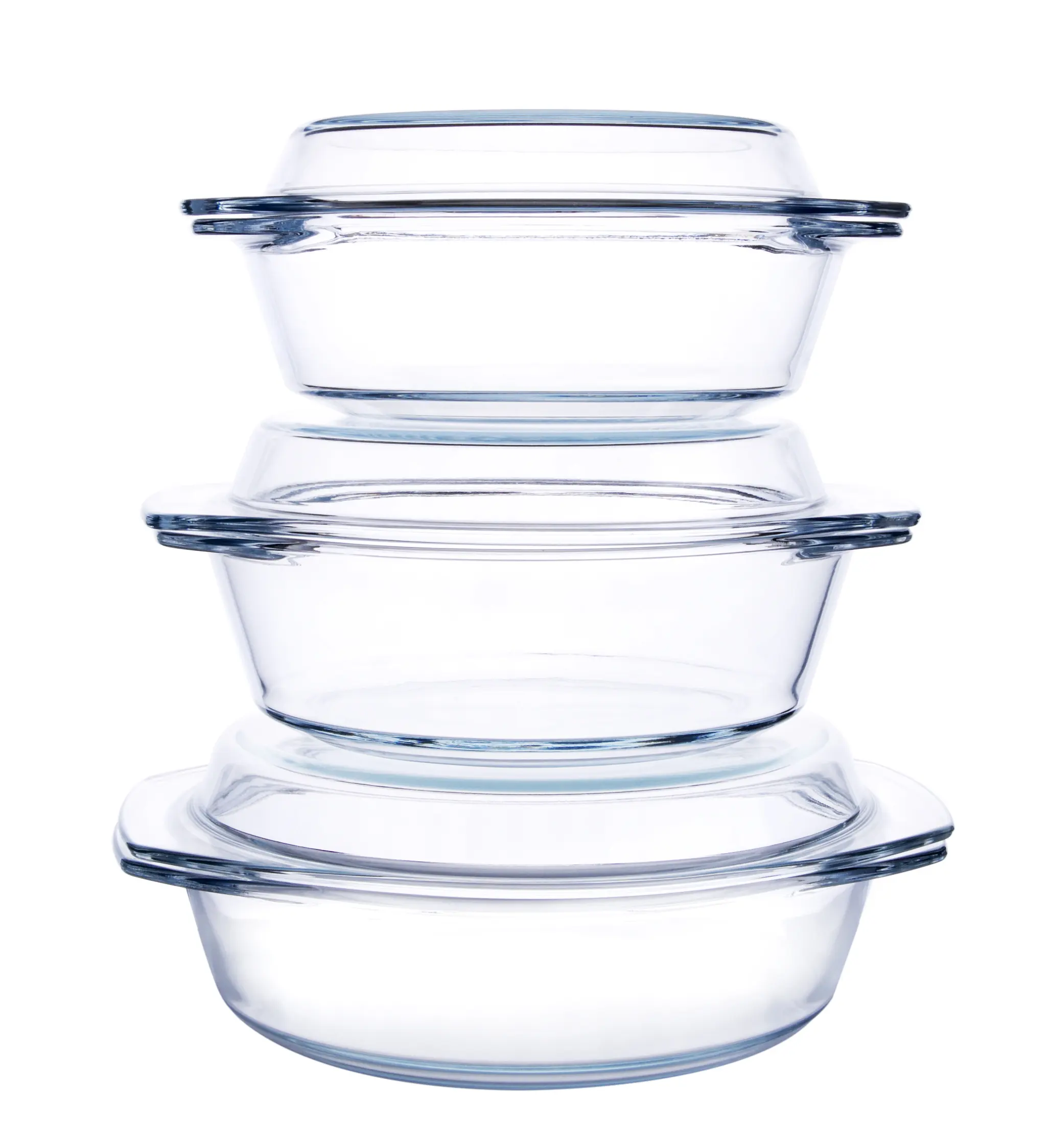 Cazuela de vidrio templado de borosilicato, transparente, resistente al calor, platos para hornear, sartenes con tapa de vidrio