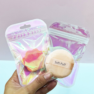 Tas Kemasan Holografik Pink Pabrikan Tas Plastik dengan Kantung Plastik Puff Bubuk Ritsleting - Product Image 1