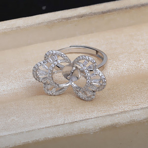 Anillo Retro de Plata S925, Soporte para Flores, Accesorios para Joyería de Perlas, 11-12 mm, Producto Semiterminado de Palacio, Perlas Sueltas JG5964 - Product Image 4