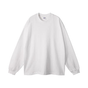 Camiseta Blanca Oversize de Manga Larga con Estampado de Cadena, Estilo Urbano, Top de Algodón Tejido para Hombre, 305G - Product Image 4