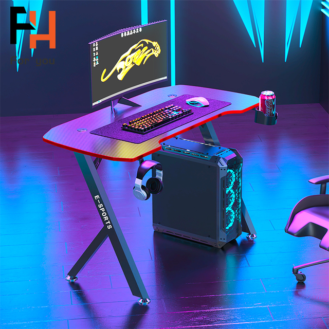 LED Light Gaming Computer Desk Gaming Table Pc Gaming Desk