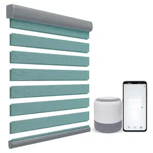 Cortinas zebra de dupla camada à prova d'água e motorizadas personalizadas, cortinas de tecido estilo romano com controle Wi-Fi, manual inteligente e respirável