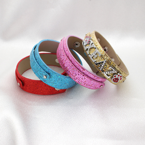 18mm + 8mm sequin PU da Dây đeo cổ tay vòng đeo tay trượt Bảng chữ cái buổi hòa nhạc Bangle trượt quyến rũ thời trang các cặp vợ chồng Vòng đeo tay đổ Femme - Product Image 5