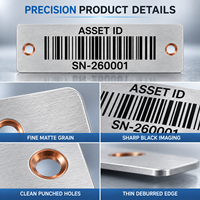 Label Identifikasi Peralatan Logam Nomor Seri Tag Aset Barcode Aluminium Fotosensitif Dua Lubang Kustom