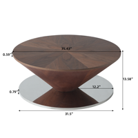Table basse ovale moderne en bois avec base en métal en acier inoxydable, en stock aux États-Unis, livraison directe, VOXHOME USA