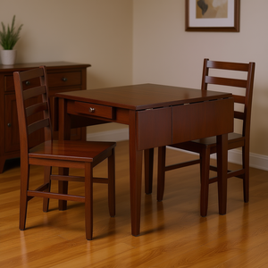 Hamilton 3-Piece <b>Drop</b> Leaf Dining Set With 2 Ladder <b>Back</b> Chairs Wood Traditional Style - Product Image 2