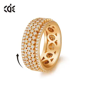 CDE R1041 Trendy Brass Jewelry Champion Gold Plated 360 Degree Rotatable Rings With Cubic Zirconia Wholesale Anxiety Rings