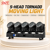 Barre de lumière mobile à 5 têtes Tornado 5x120W RGB Jaune Citron CH21 CH170 RDM 32 bits avec gradation et rotation infinie IP30 pour mariage