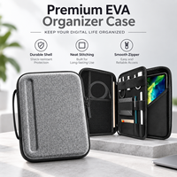 Sac de rangement rigide en EVA résistant à l'usure et imperméable, avec compartiments multiples, fermeture éclair, organisateur de protection pour appareils électroniques