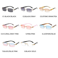 Lunettes de soleil tendance pour hommes et femmes, forme de corne de buffle, couleur ivoire, petites lunettes carrées avec strass, lunettes de soleil sans monture, tendance 2022