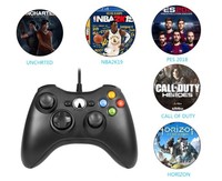 Manette de jeu filaire noire PC/USB avec vibration et gyroscope six axes pour console 360