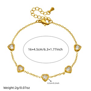 European American Fashion Heart Shape Gold Plated Stainless Steel Jewelry <b>Set</b> Necklace <b>Bracelet</b> Earrings Gift - Product Image 5