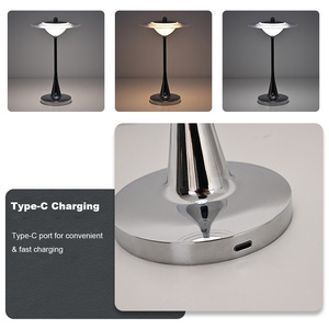 Lampe de table UFO tricolore <span class=keywords><strong>sans</strong></span> <span class=keywords><strong>fil</strong></span> en aluminium, à intensité variable, avec support LED, <span class=keywords><strong>luminaire</strong></span> rétro pour restaurant, hôtel, décoration artistique, cadeau pour la maison, <span class=keywords><strong>intérieur</strong></span> - Product Image 3