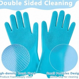 Gants de bain pour animaux de compagnie en silicone, bleus, longs, 29,5x15,2 cm, anti-rayures, massage pour chats et chiens - Product Image 3