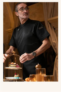 <span class=keywords><strong>Veste</strong></span> de chef en soie tricotée glacée à manches courtes, respirante et rafraîchissante, uniforme de cuisine pour boulanger, pâtissier, hôtel, accessoires de restauration - Product Image 2