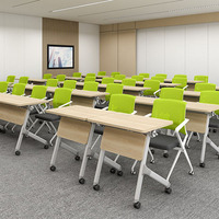 Bureau d'entraînement pliable en acier LEADCOM LS-424AS avec plateau rabattable pour usage au bureau et en salle de classe
