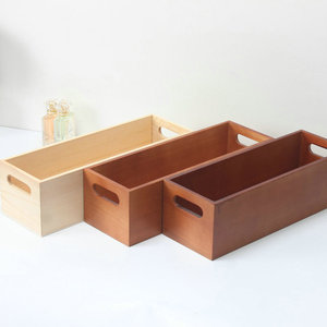 Wooden Storage <b>Box</b> Rectangular Solid Wood Open Top Desktop Organizer Eco Friendly <b>Makeup</b> Organizers - Product Image 1