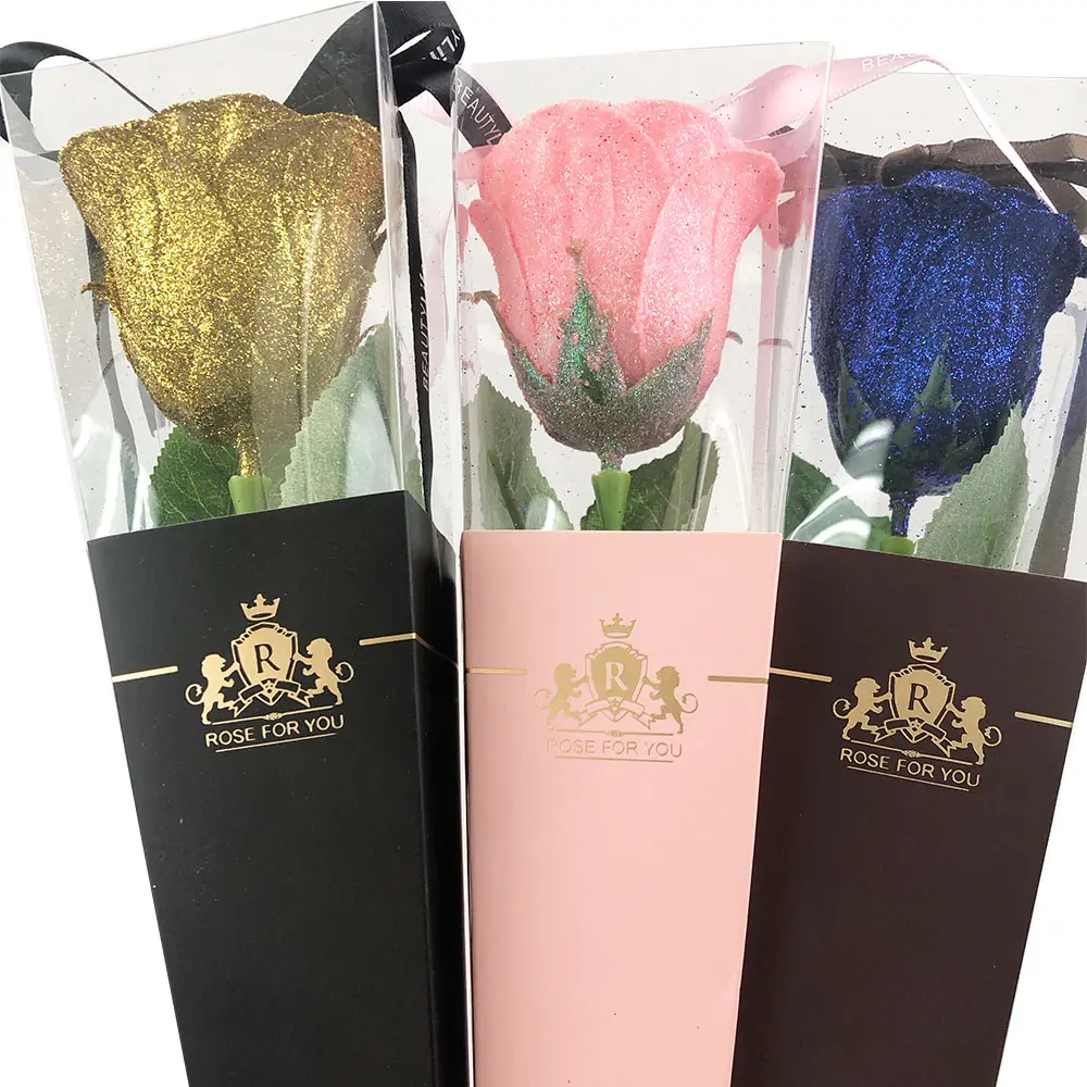 माताओं दिन उपहार थोक लंबे समय से स्टेम शादी की सजावट कृत्रिम फूल वेलेंटाइन दिवस उपहार 24k सोने गुलाब 24k सोने की पन्नी गुलाब