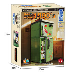 Jouets éducatifs en gros, modèles de construction de réfrigérateurs à double porte vintage, fruits, restaurant, chef, blocs de construction - Product Image 3