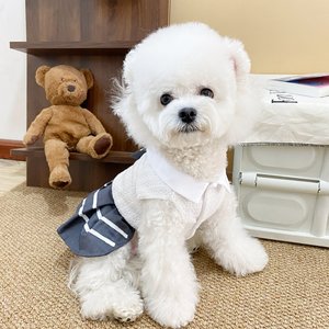 Falda JK para mascotas, disfraz de cosplay de otoño, color grisáceo y blanco, para perros, gatos, mascotas pequeñas - Product Image 4