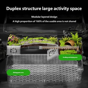 Acryl Ecologisch Schildpaddenterrarium met 160% vergroot praktisch oppervlak, geïntegreerde filtratie en bodemafvoer voor thuisgebruik. - Product Image 2