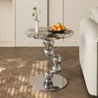 Table d'appoint minimaliste moderne en acier avec plateau en marbre, table de salon, table de chevet BTCT032 pour le salon