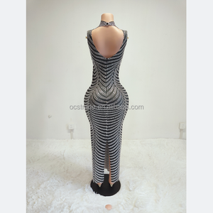 Ocstrade Fashion Show Vestidos <span class=keywords><strong>de</strong></span> piedras y cristales Bodycon Alfombra roja Vestidos Vestido <span class=keywords><strong>de</strong></span> noche <span class=keywords><strong>2023</strong></span> Trajes <span class=keywords><strong>de</strong></span> actuación Desgaste - Product Image 6